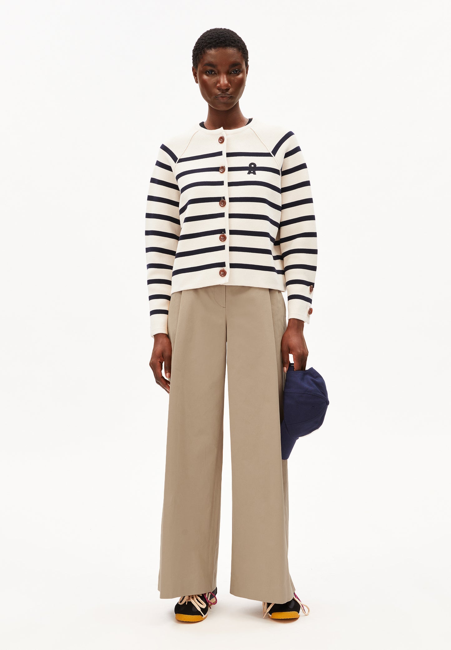ARMEDANGLES placed stripe knit Cardigan