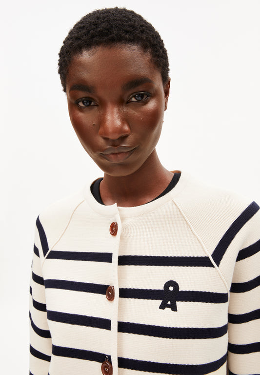 ARMEDANGLES placed stripe knit Cardigan