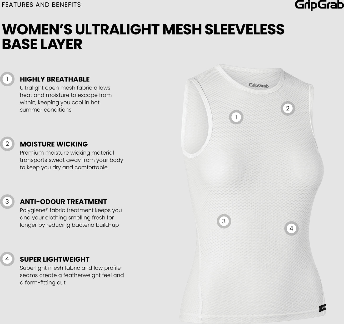 GRIPGRAB Womens Ultralight Mesh Ärmelloses Unterhemd