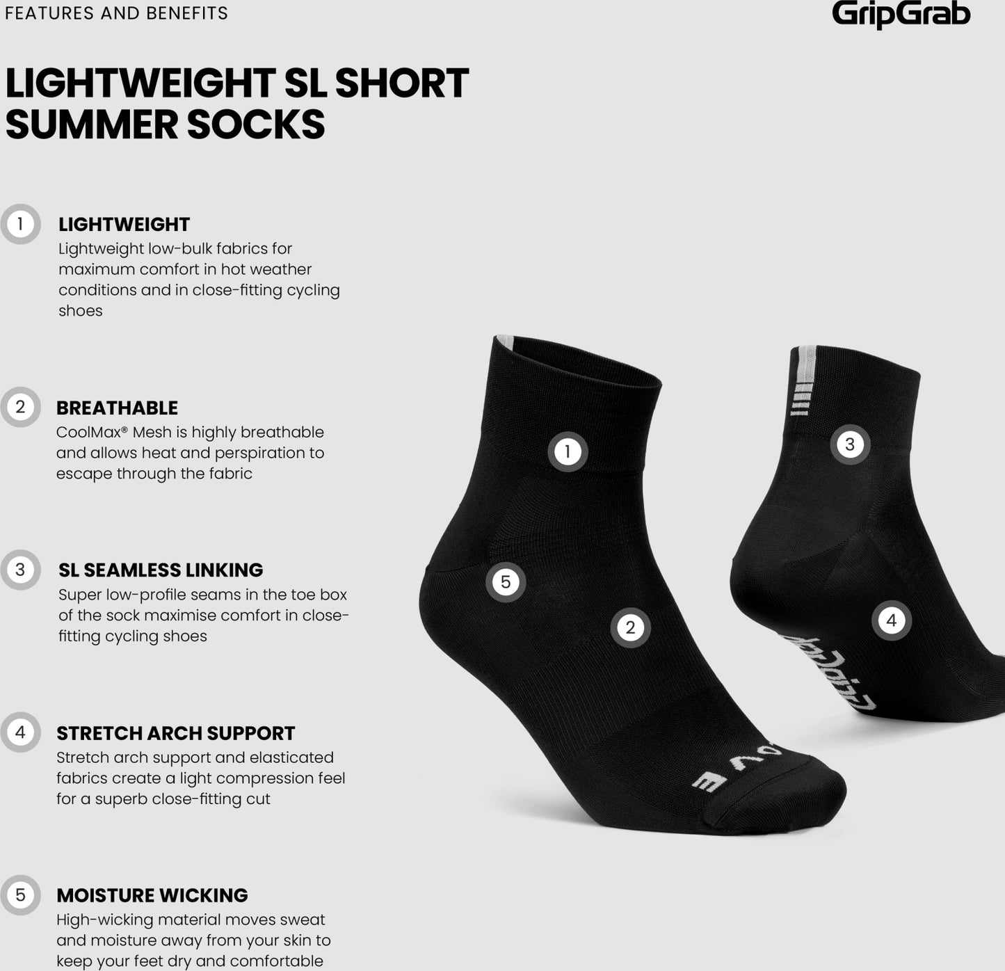 GRIPGRAB Lightweight SL Short Sommer Socken