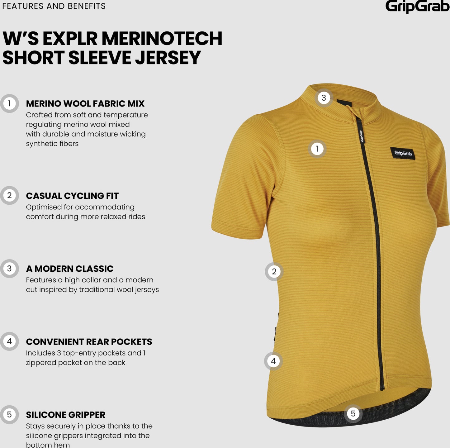 GRIPGRAB Womens EXPLR Merinotech Kurzarmtrikot