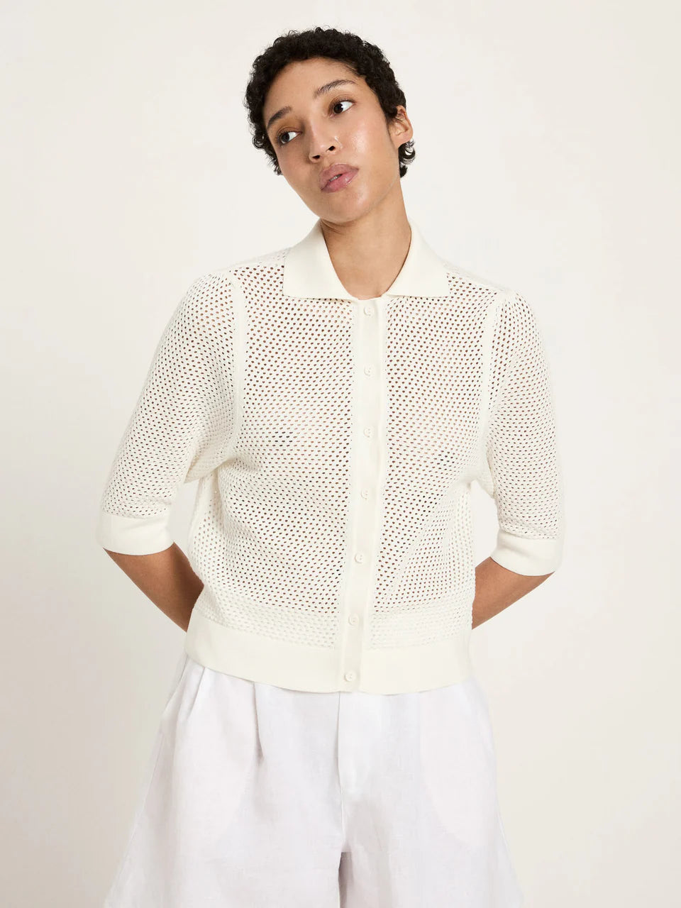 Lanius Strickjacke kurzarm GOTS