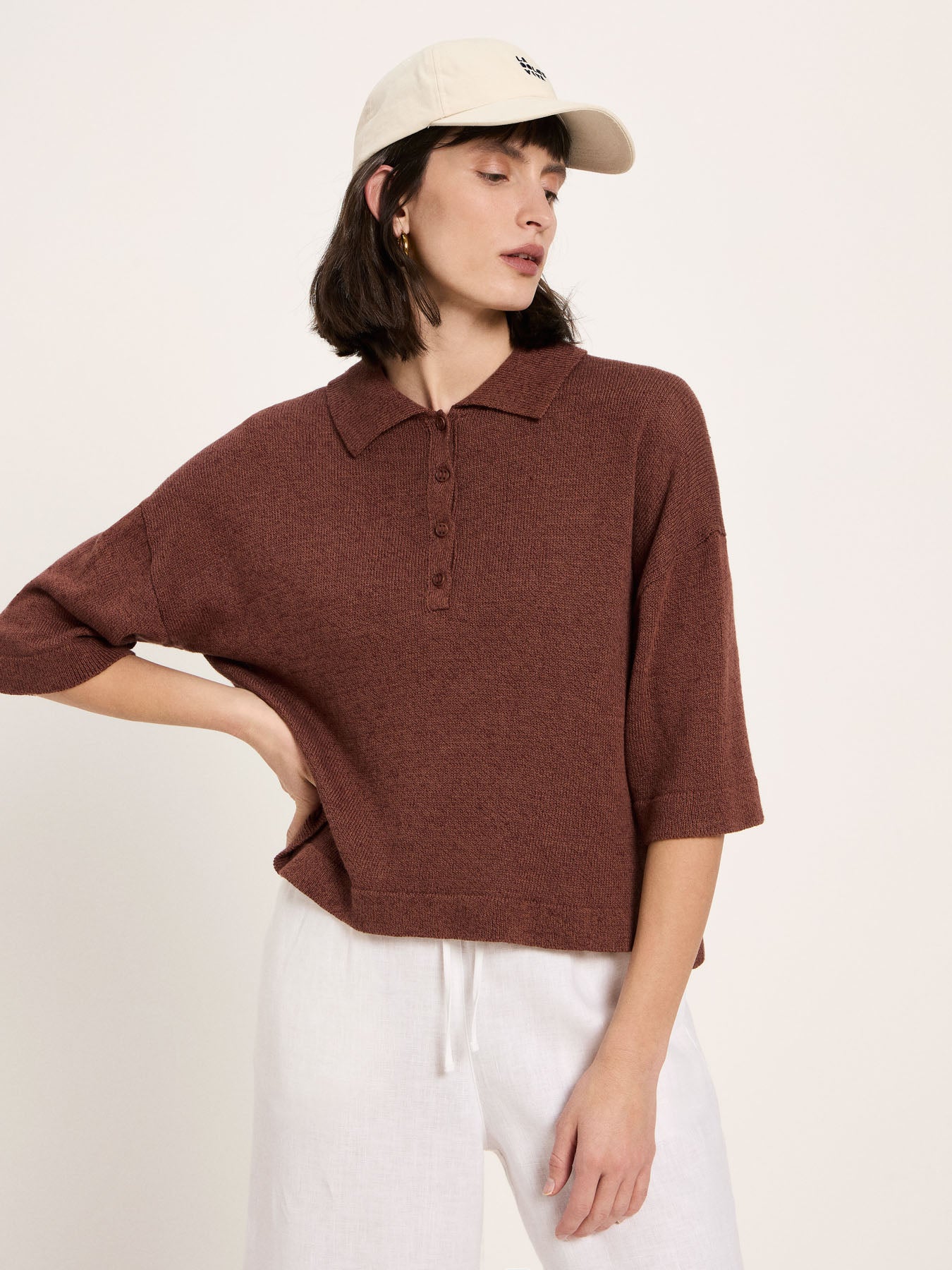 Lanius Halbarmpullover mit Polo-Kragen