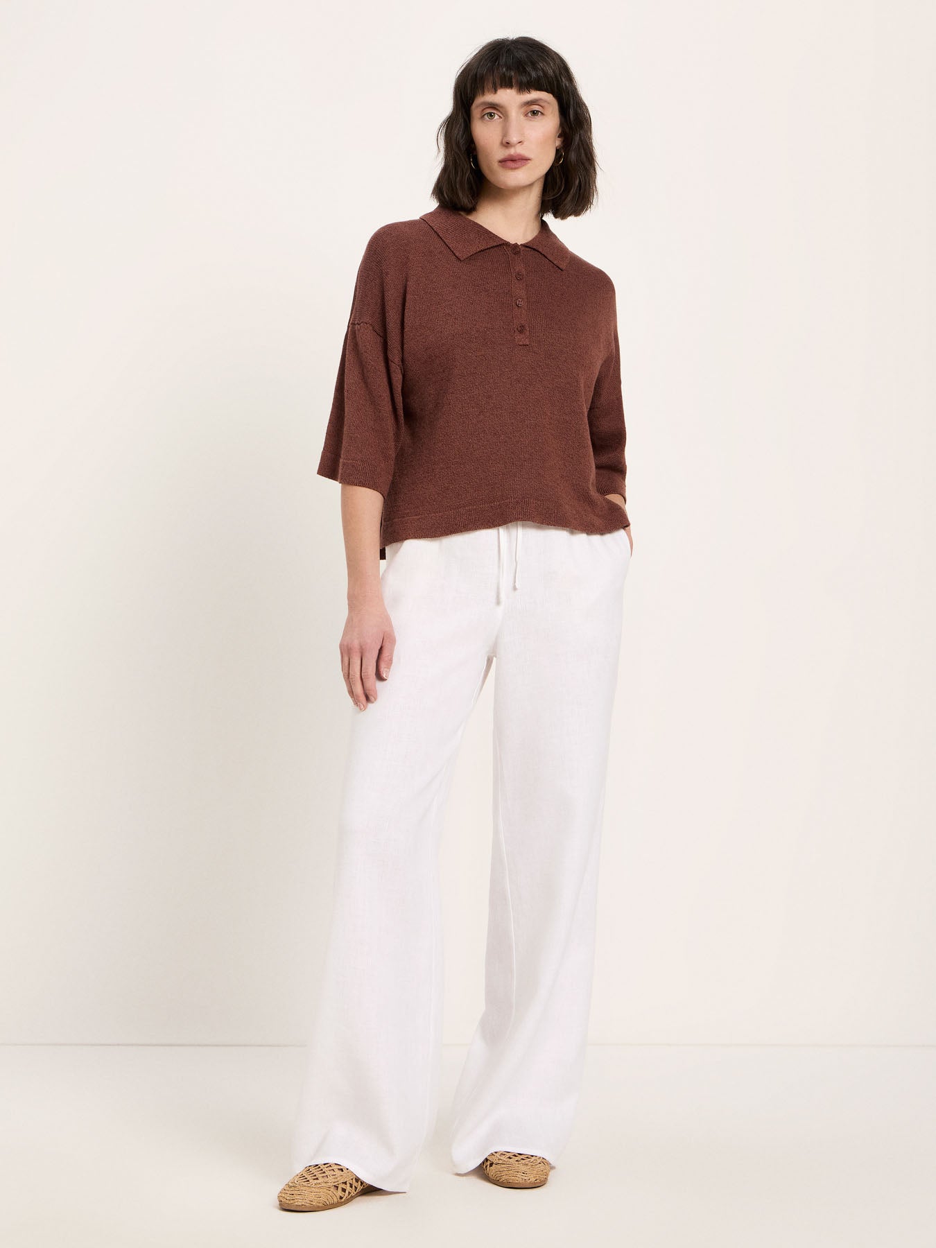 Lanius Halbarmpullover mit Polo-Kragen