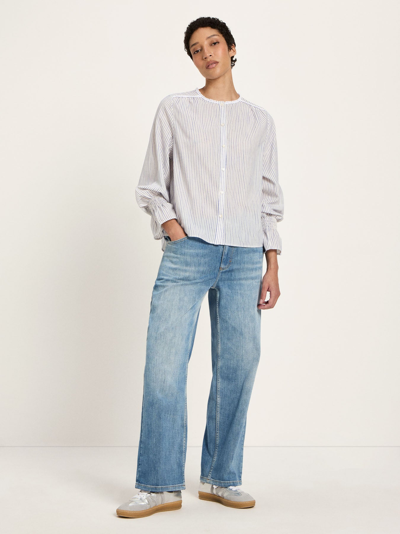 Lanius Bluse mit Spitze GOTS