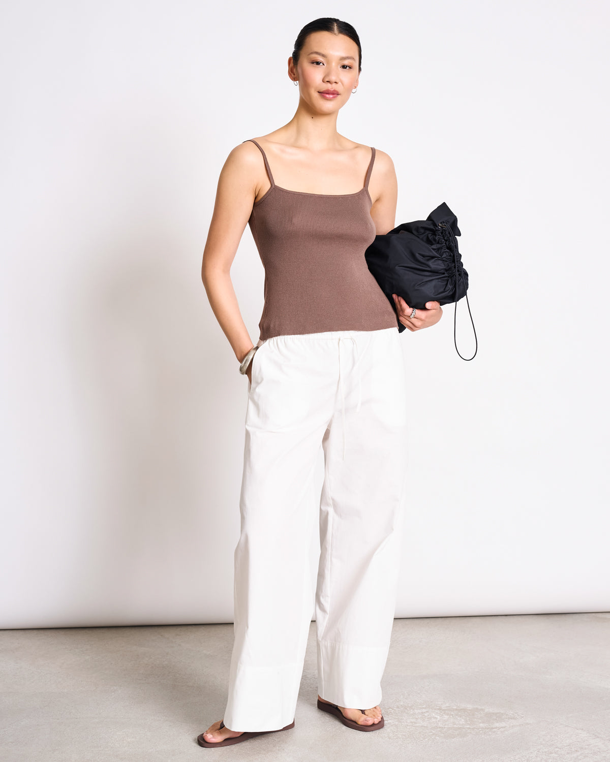 JAN N JUNE Castanea knit spaghetti Top